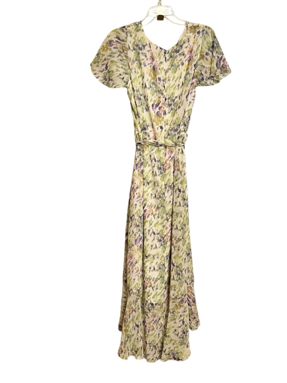 White House Black Market Short Sleeve Flutter Faux Wrap Midi Dress Size 12 - Picture 4 of 13